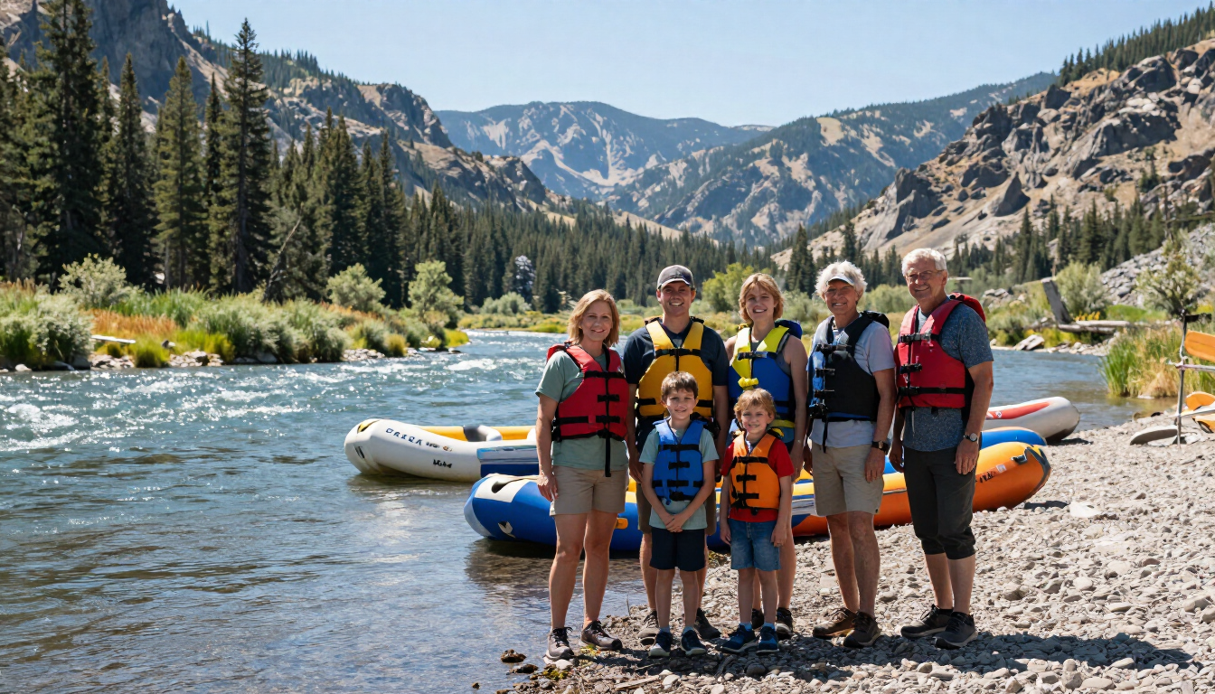 Family reunion rafting on the Salmon River in Idaho