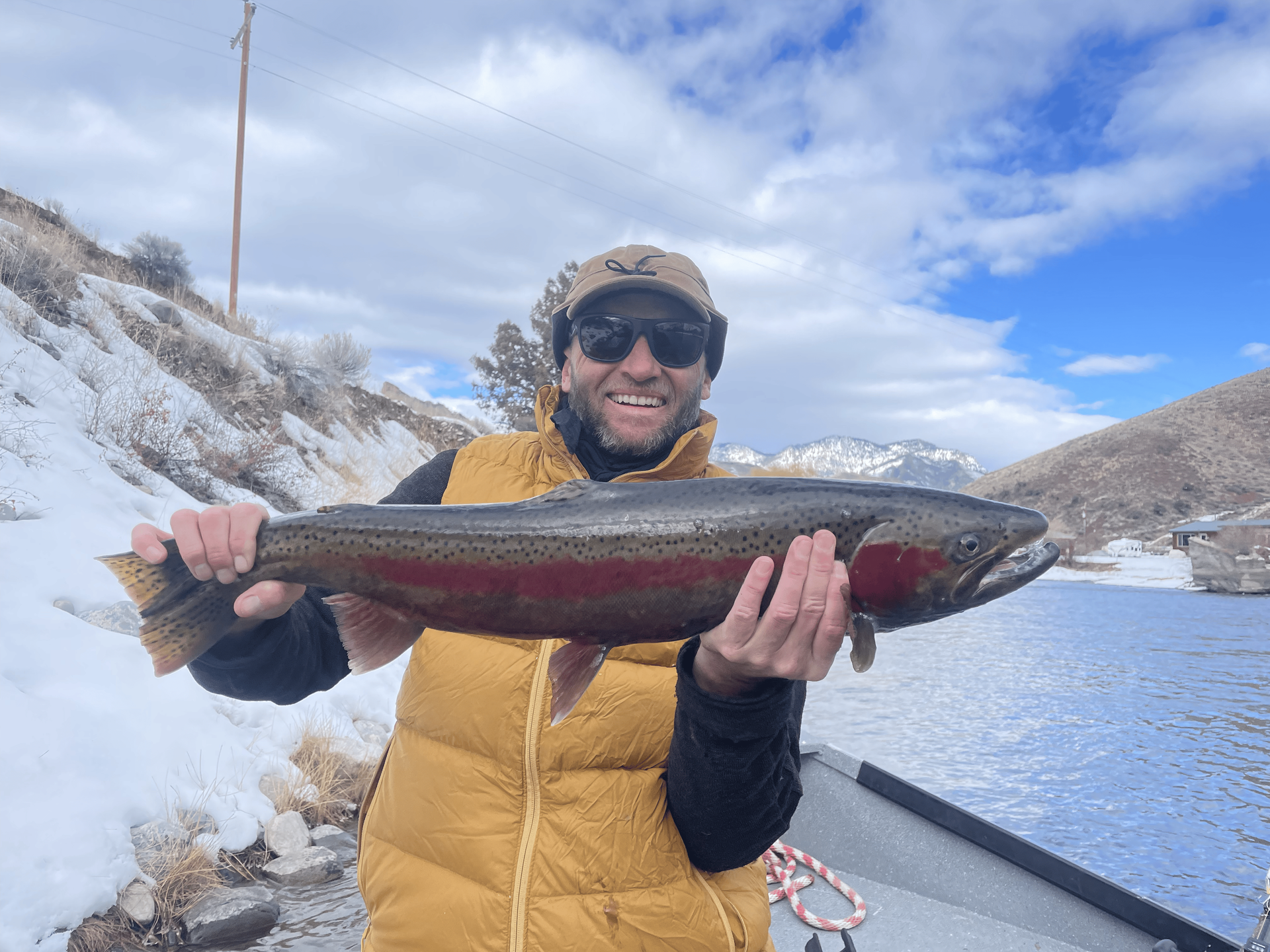 A large Idaho steelhead caught on the Salmon River during a guided trip.