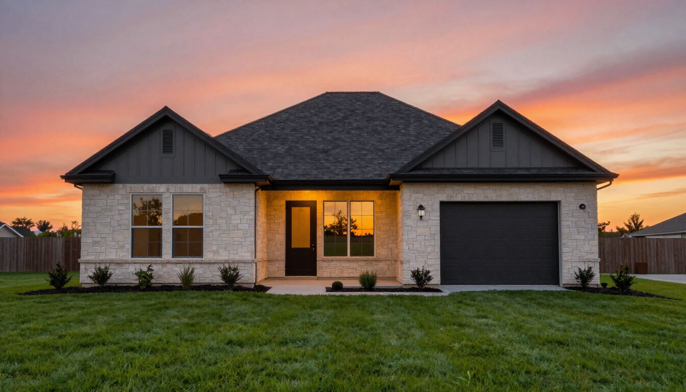 Modern Edmond home under a dramatic Oklahoma sky