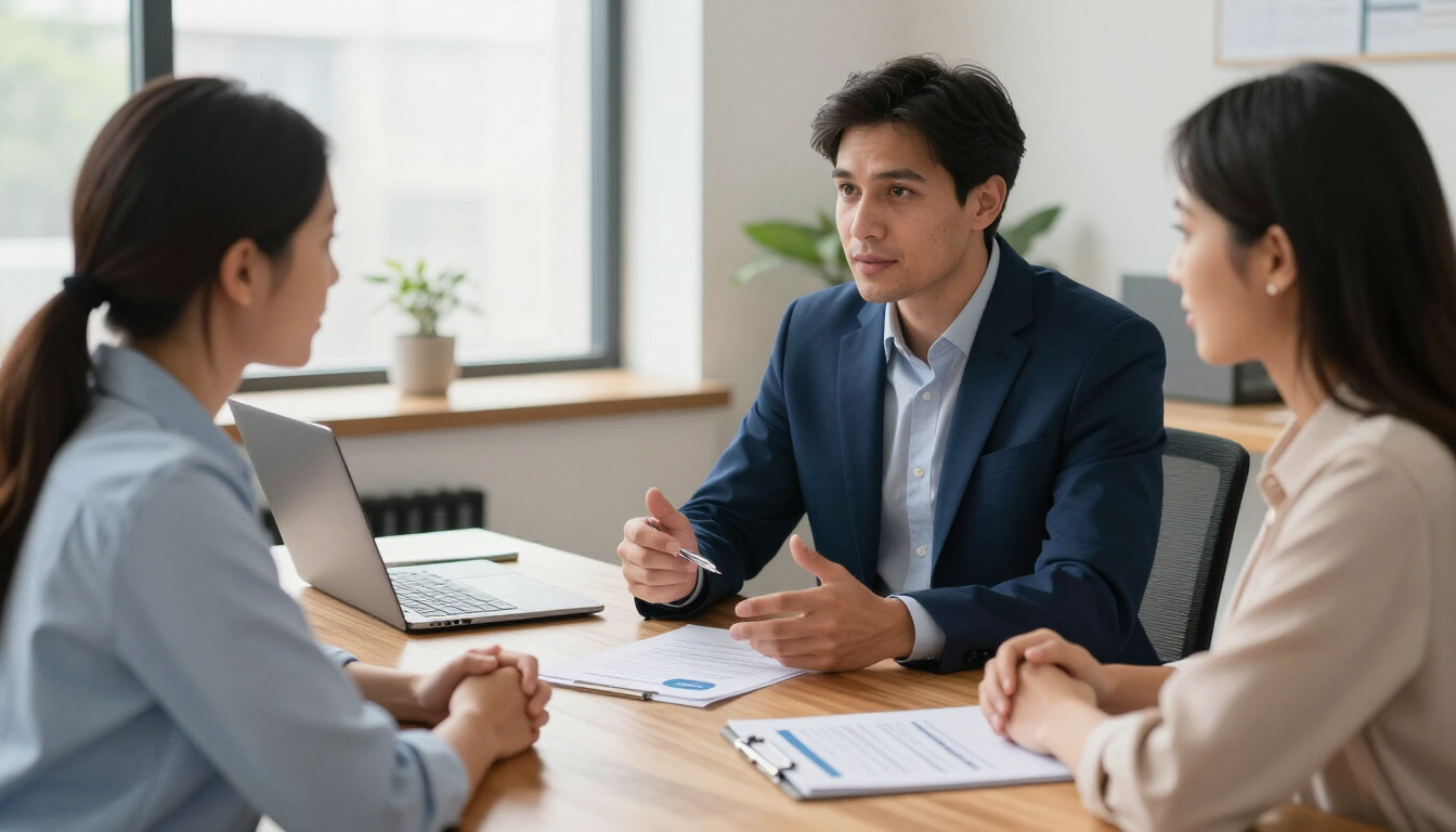Independent insurance agent comparing coverage options with Oklahoma shoppers