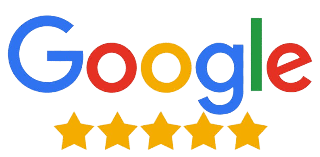 Five gold stars in a row on a white background