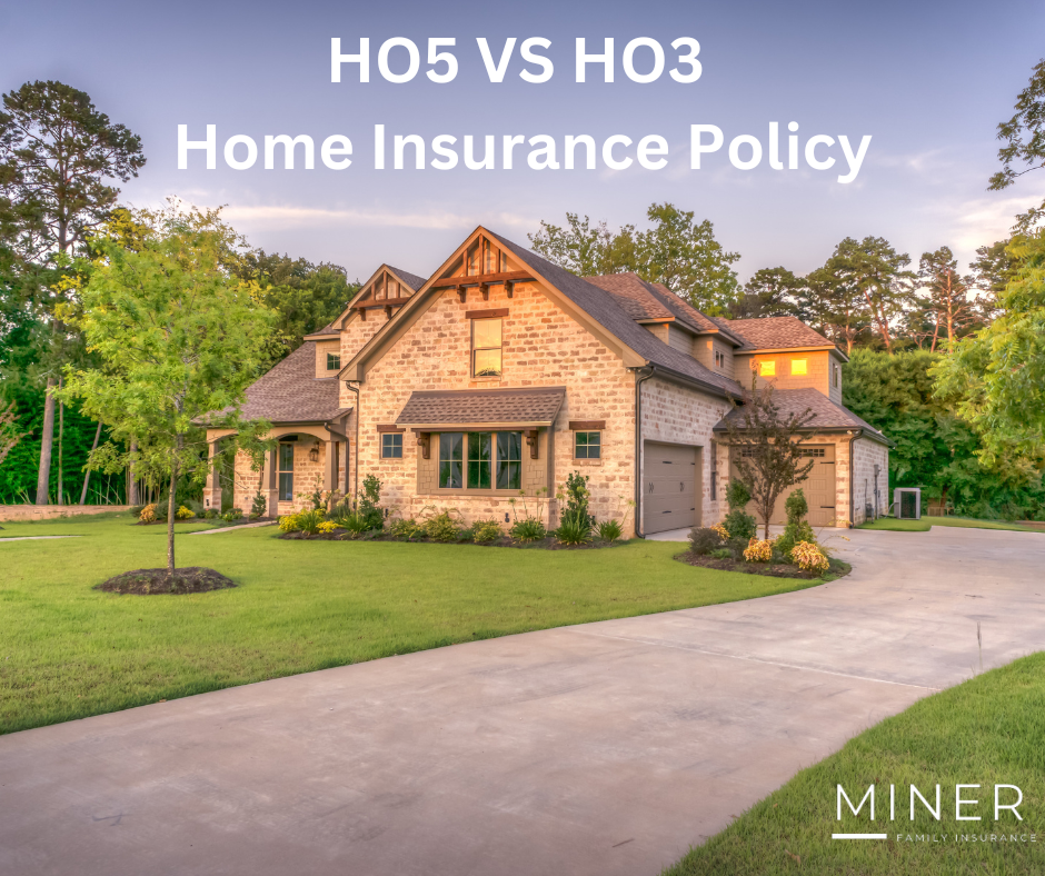 Luxury house exterior with text “HO5 VS HO3 Home Insurance Policy”