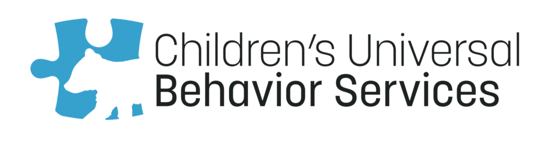 The children 's universal behavior services logo is blue and white.