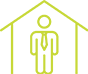 Person inside house outline.