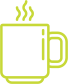Steaming mug, outlined in light green.