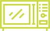 Yellow icon of a microwave.