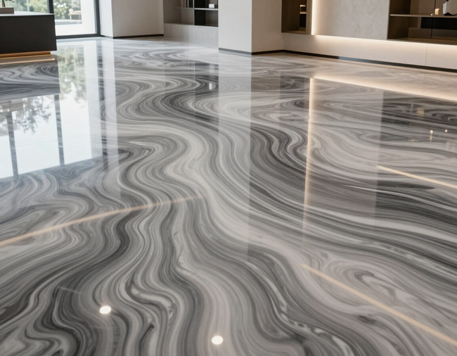 Metallic marble epoxy finish