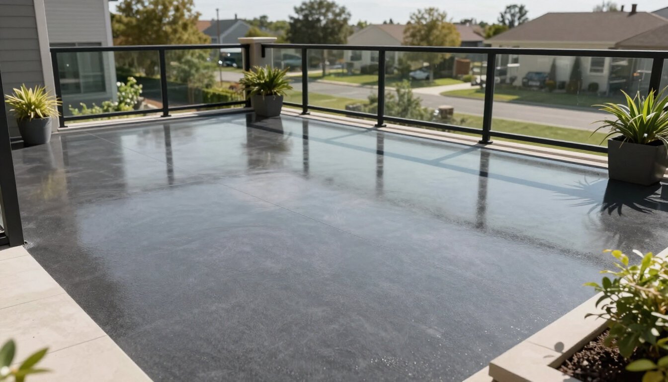 Sealed concrete surface with water beading