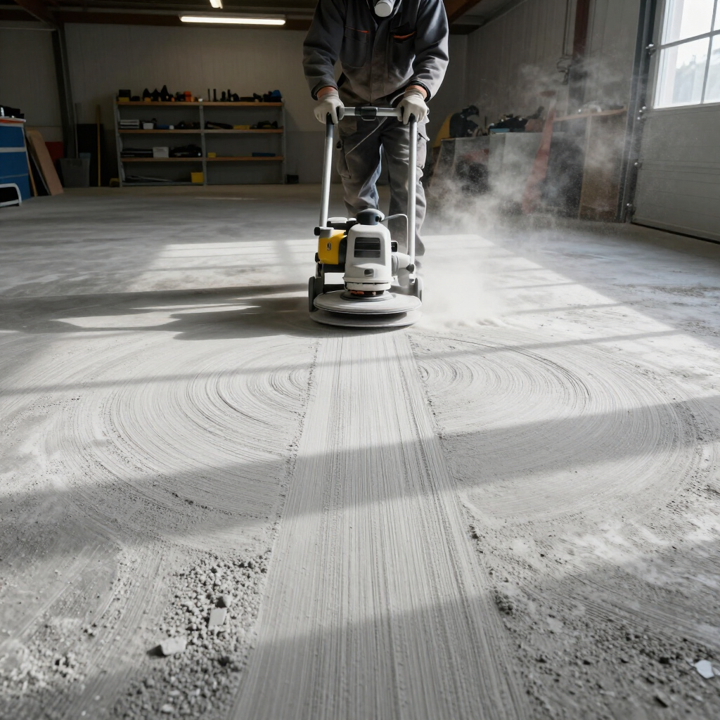 Diamond grinding a garage slab