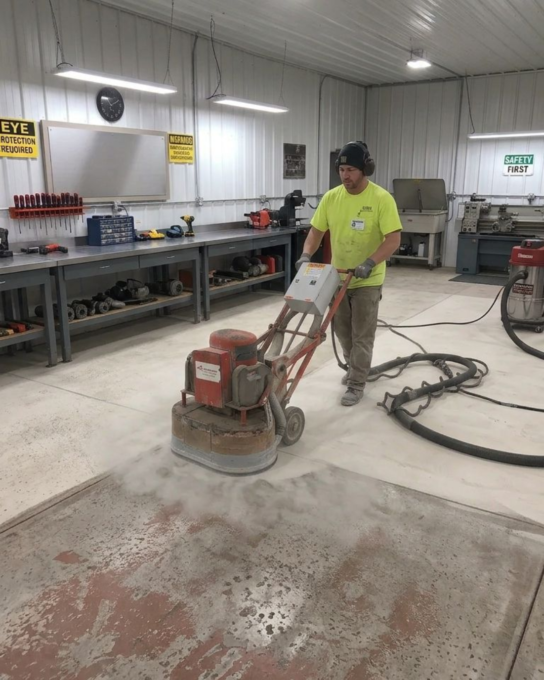 Diamond grinding concrete preparation