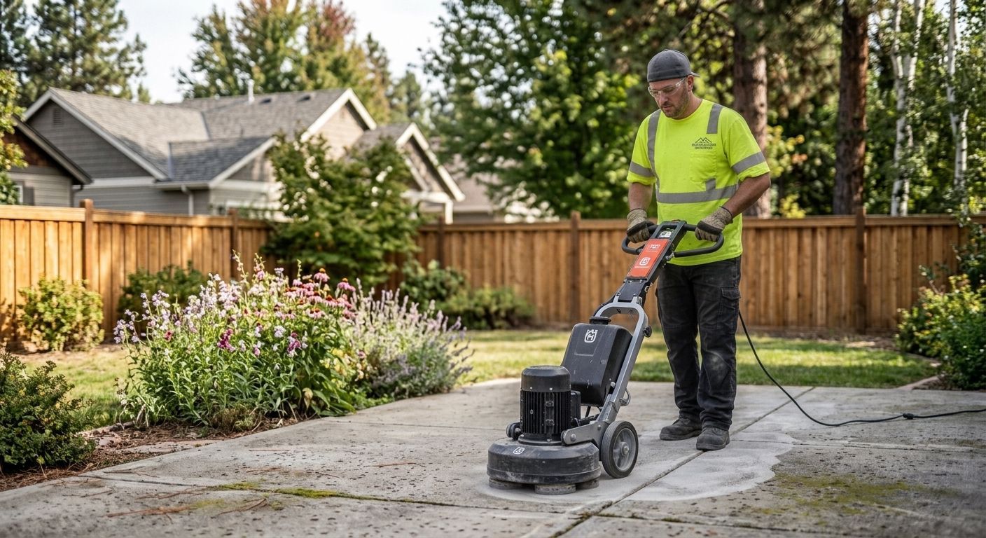 Planetary diamond grinder preparing concrete