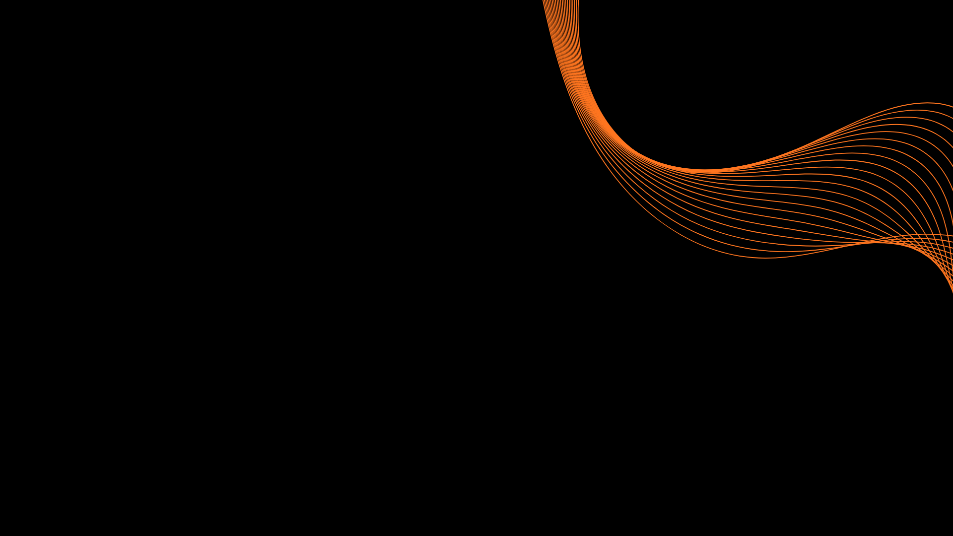 Black background with an orange dotted wave sweeping in from the upper right corner.