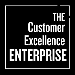 Black logo with white text reading “The Customer Excellence Enterprise” inside a white border.