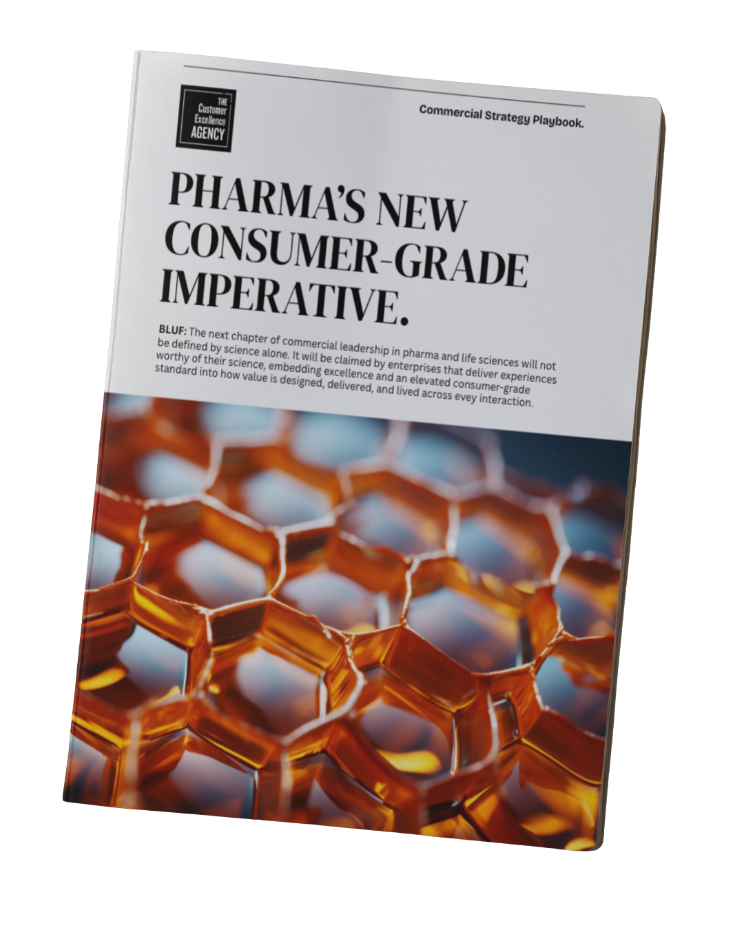 Magazine cover with honeycomb pattern and the headline “Pharma’s new consumer grade imperative.”