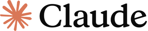 Claude logo with orange starburst icon and black wordmark on white background
