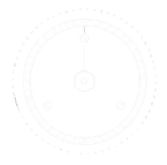 Faint circular interface with concentric rings and small dots on a white background