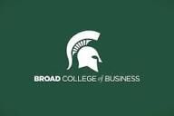 Broad College of Business logo in white on a dark green background