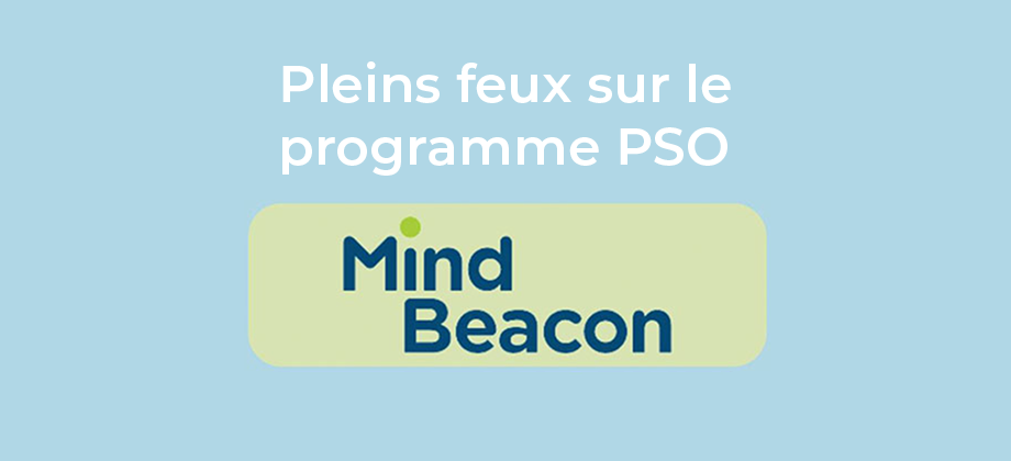 Le logo de Mind Beacon est sur fond bleu.
