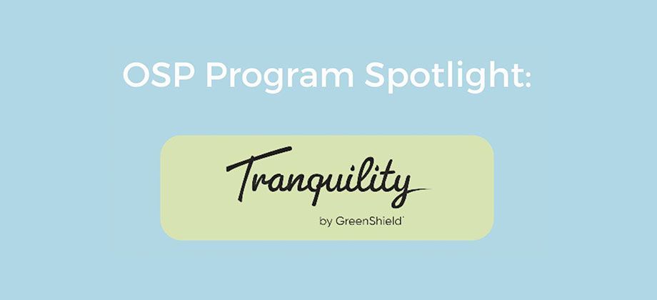 A logo for tranquility is on a blue background.