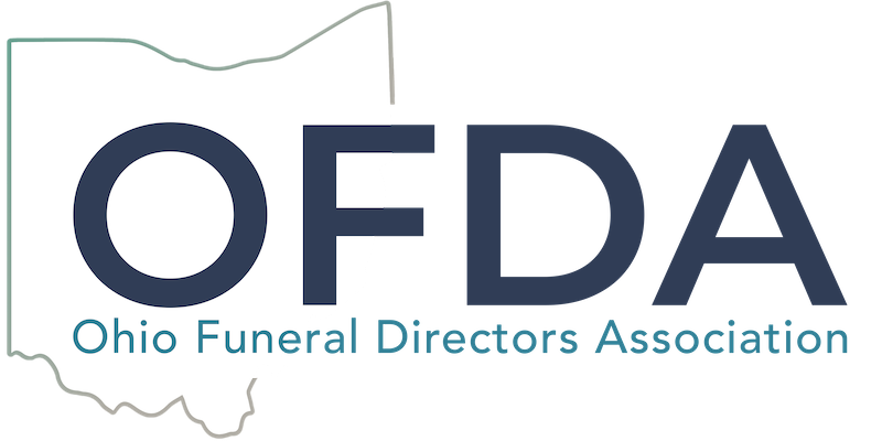 OFDA logo with navy text and light blue “Ohio Funeral Directors Association” below
