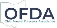 OFDA logo with navy text and light blue “Ohio Funeral Directors Association” below