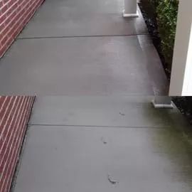 Before and after porch cleaning in O'Fallon. Professional pressure washing for residential concrete by SprytNa.