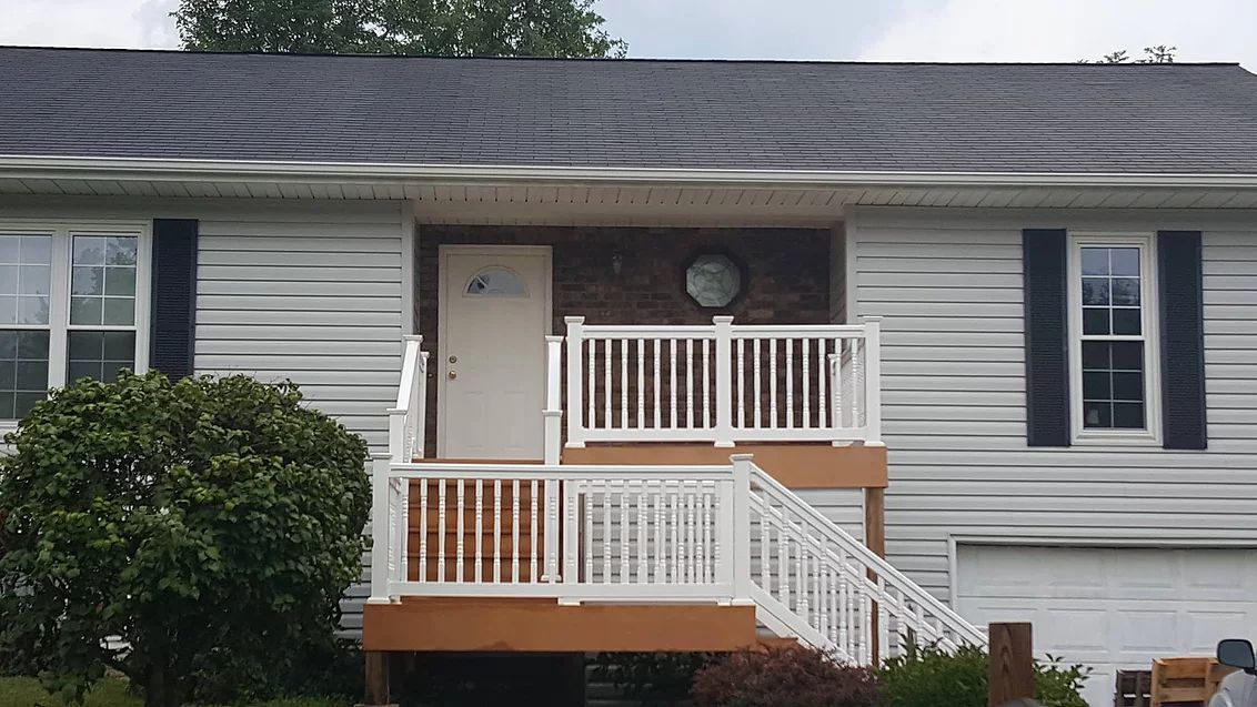 Pressure Washing: stairs, railing, and house washing for fresh curb appeal.