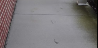 Before professional porch pressure washing in Shiloh. SprytNa Exterior cleaning a heavily soiled entryway.