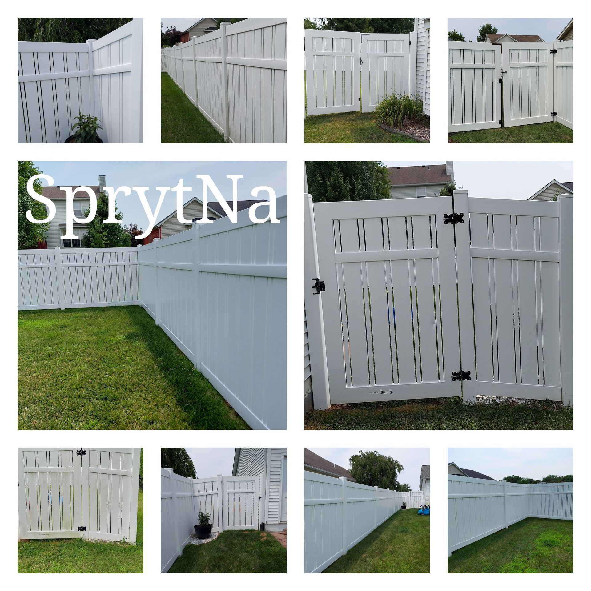Before and after vinyl fence soft washing in Belleville, IL. Removing algae and mold for a like-new finish by SprytNa.