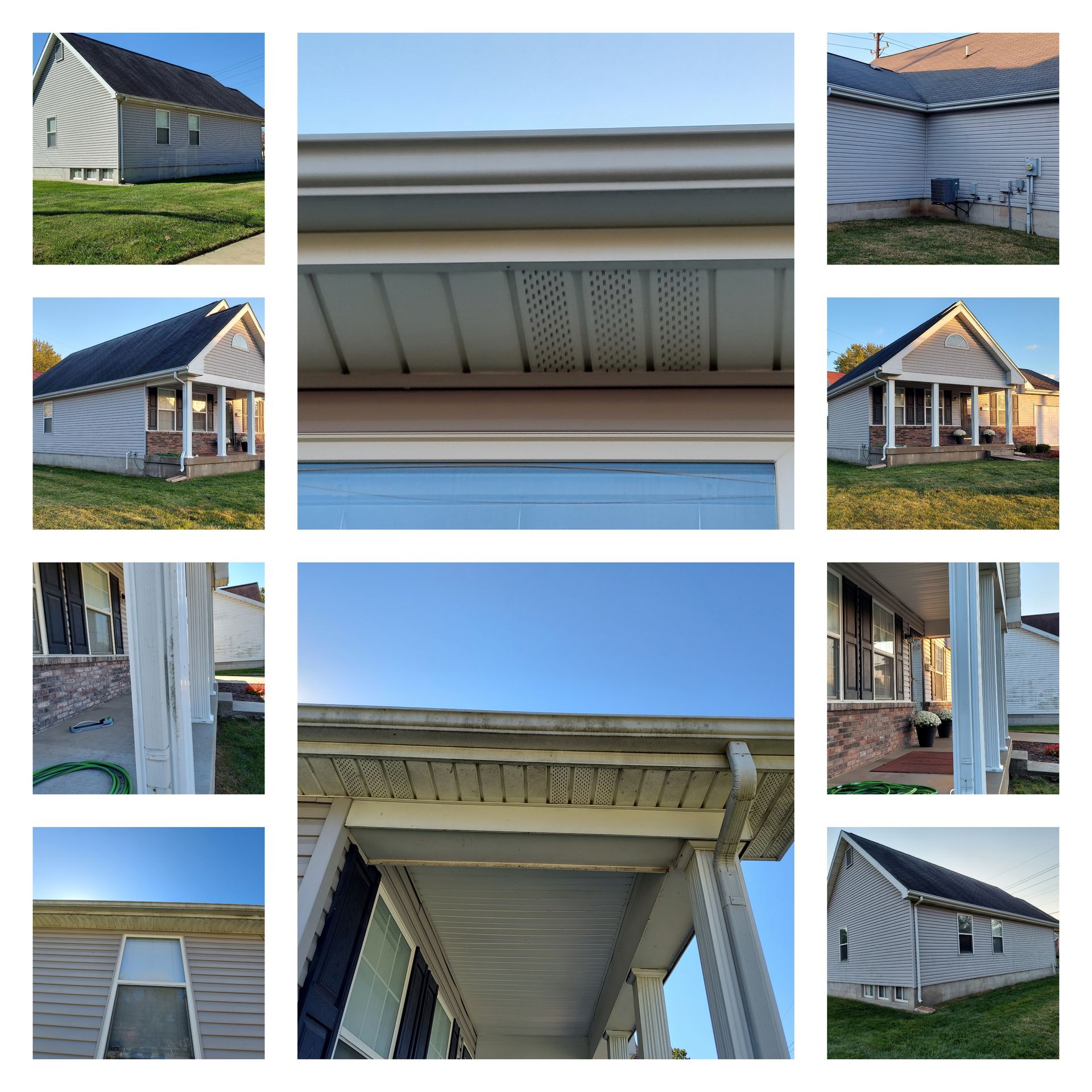 Gutter brightening in East Saint Louis, IL. Before and after removing tiger stripes and stains by SprytNa Exterior.