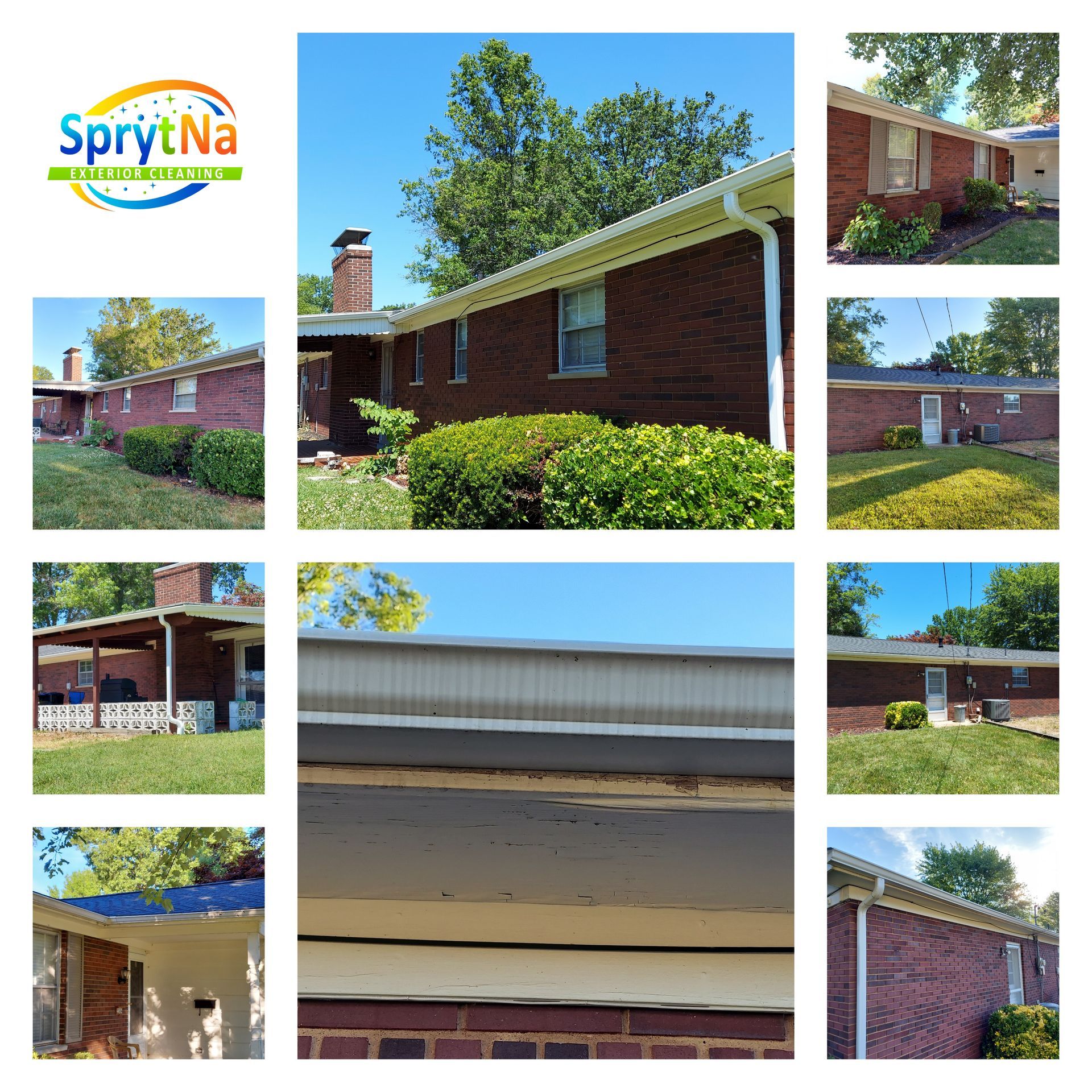 SprytNa Exterior: Professional gutter brightening results. Removing stains and oxidation from gutters in Belleville, IL.
