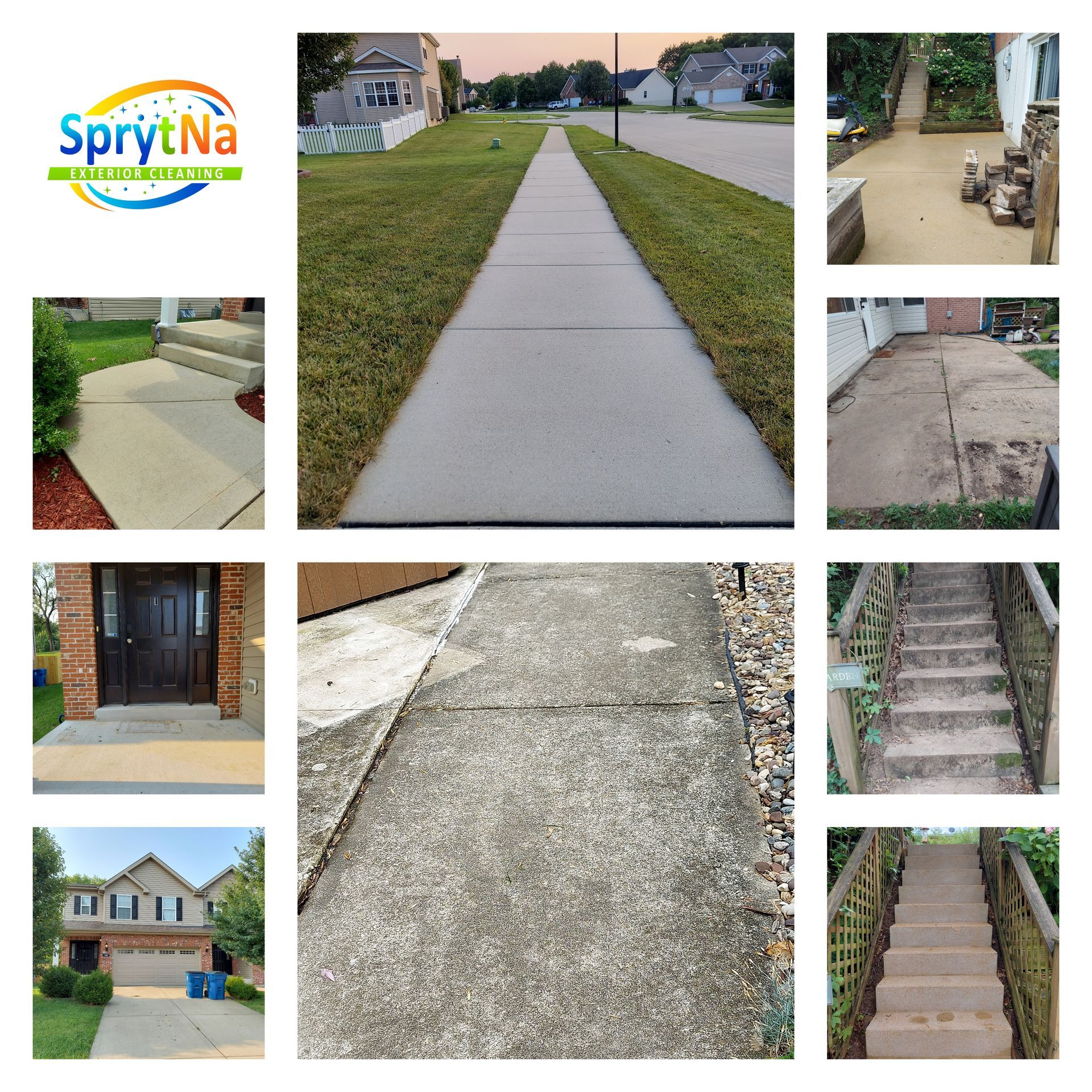 SprytNa Exterior: Deep cleaning for concrete patios, sidewalks, and steps in Belleville. Restoring safe, clean surfaces.