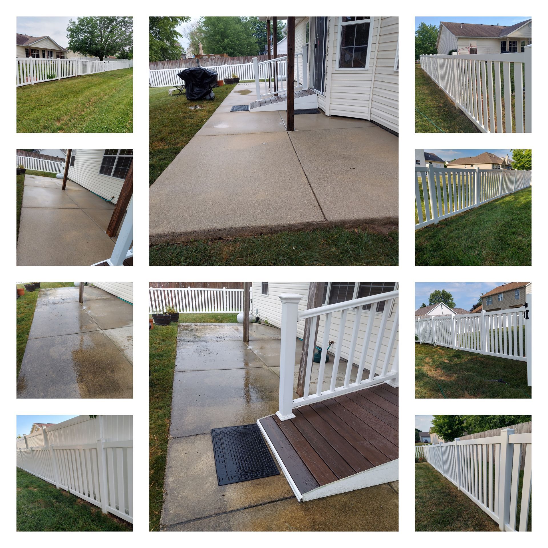 Residential concrete patio pressure washing in Belleville, IL. Deep cleaning for patios and walkways by SprytNa Exterior.