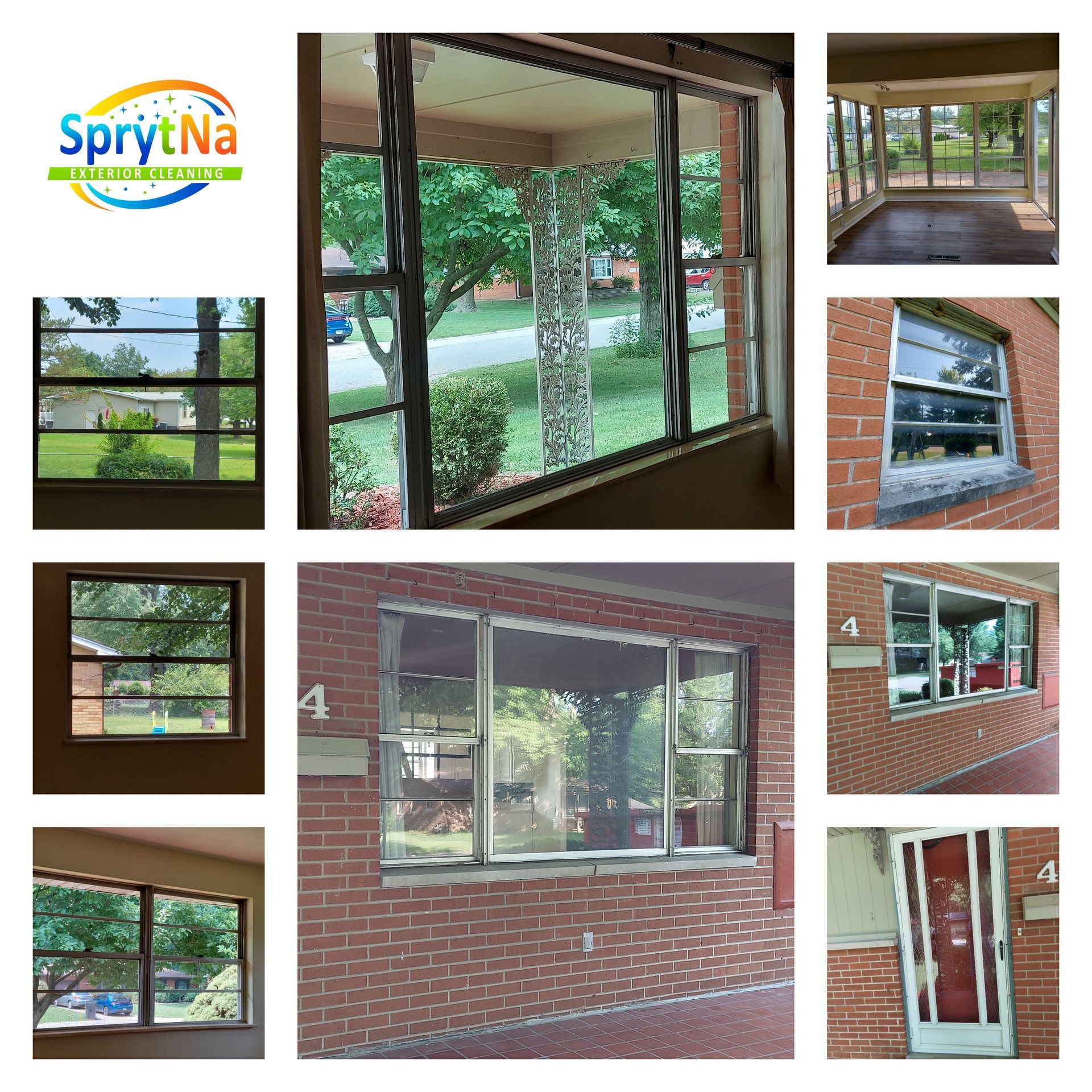 Spotless residential window cleaning in Belleville, IL. Look at that shine! Expert glass care by SprytNa Exterior.
