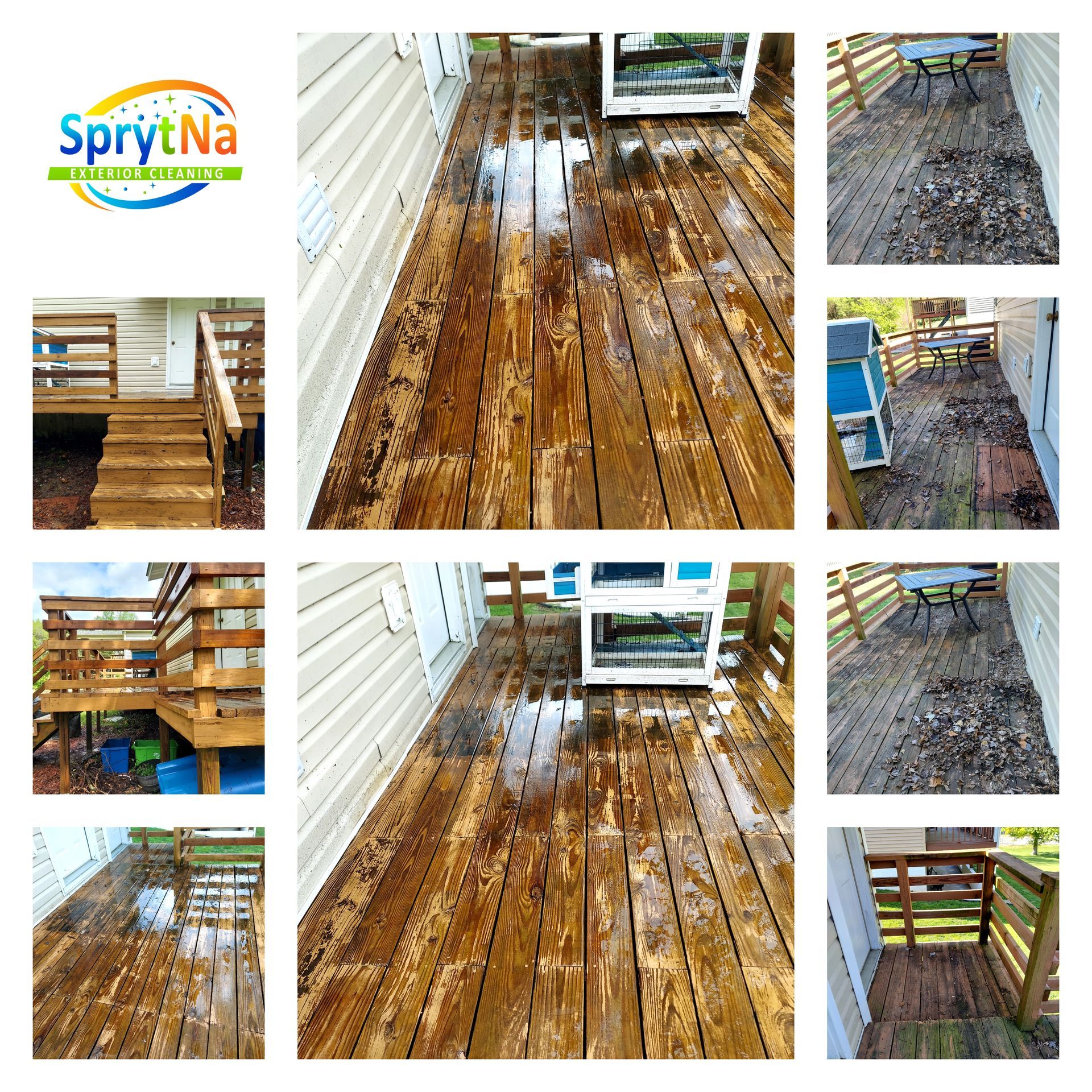 After professional deck cleaning in Belleville. SprytNa Exterior removing years of grime and algae for a total wood refresh.