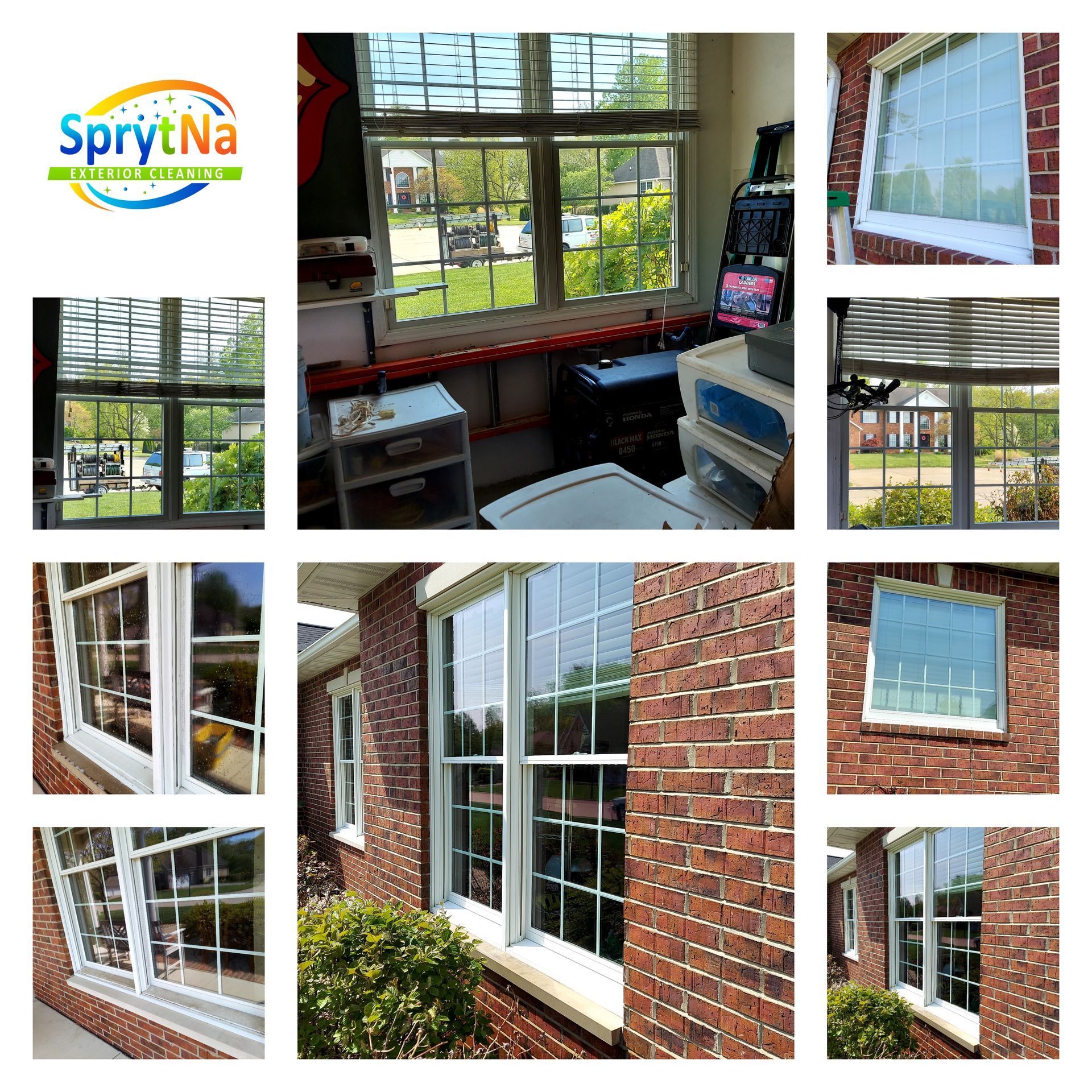 Residential interior and exterior window cleaning in Belleville, IL. Pure water rinse and traditional squeegee by SprytNa.