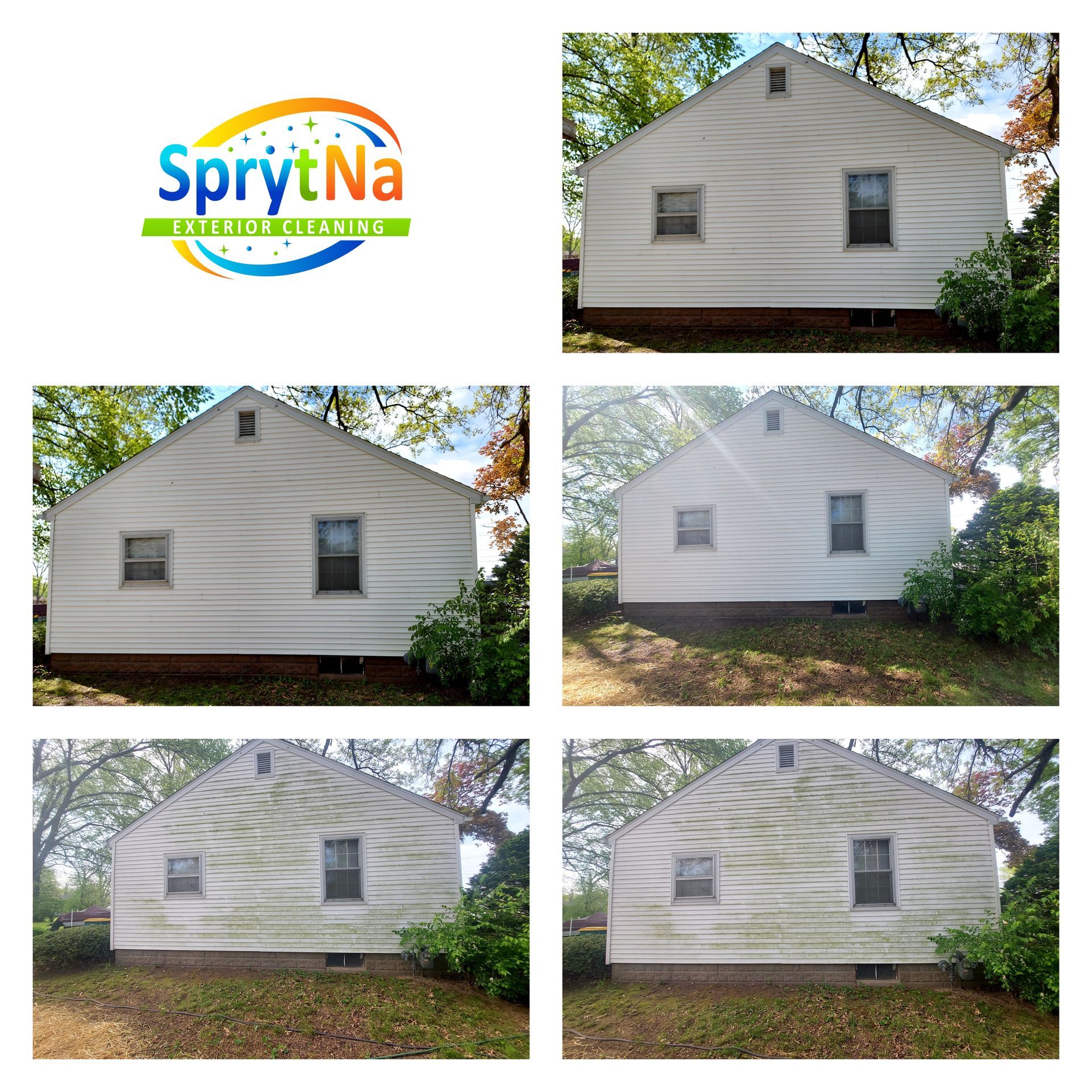 1-story house soft wash before and after in    
Freeburg, IL. Safe exterior siding cleaning by SprytNa Exterior Cleaning.
