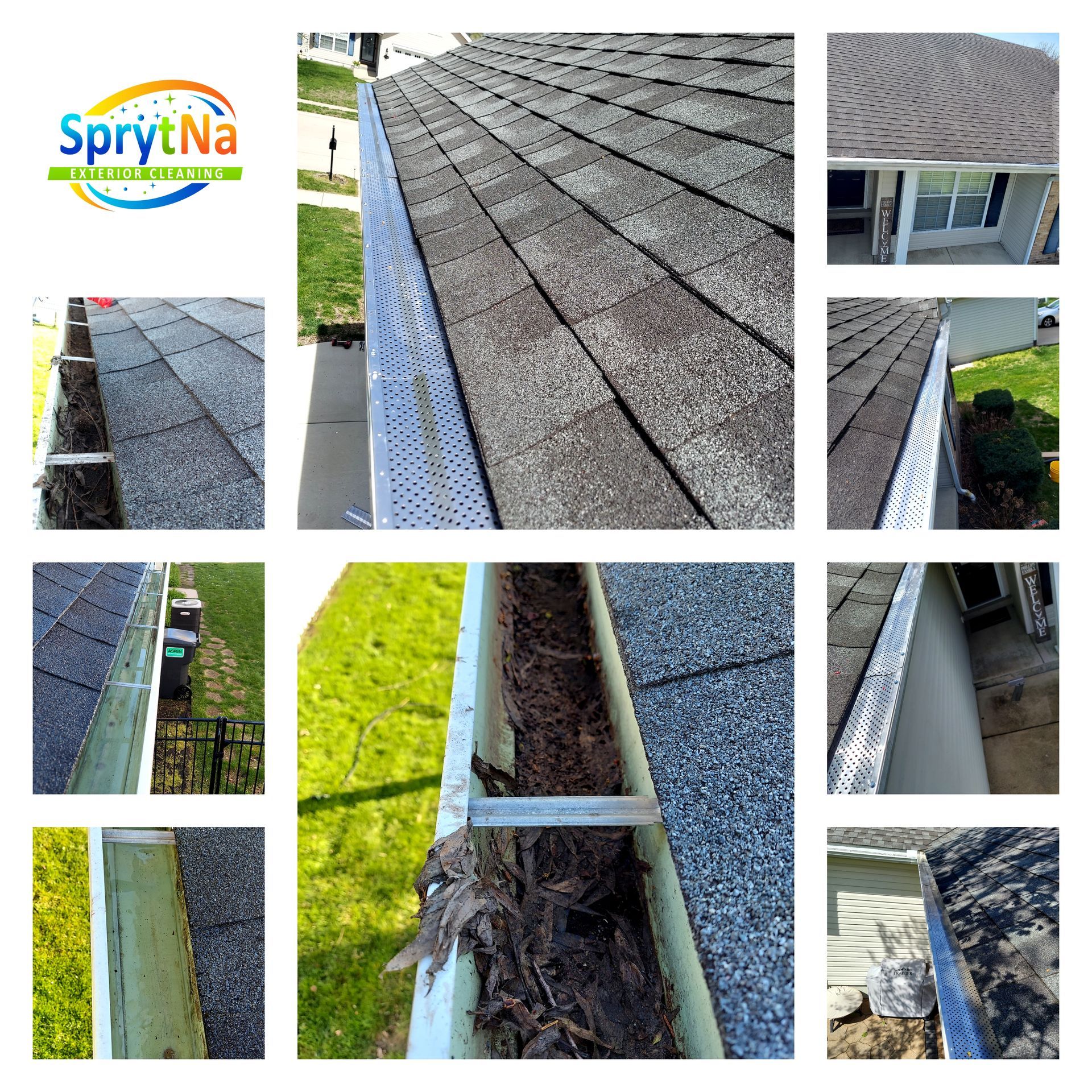 Close-up of a new gutter guard installation for long-term leaf protection and drainage by SprytNa Exterior Cleaning.