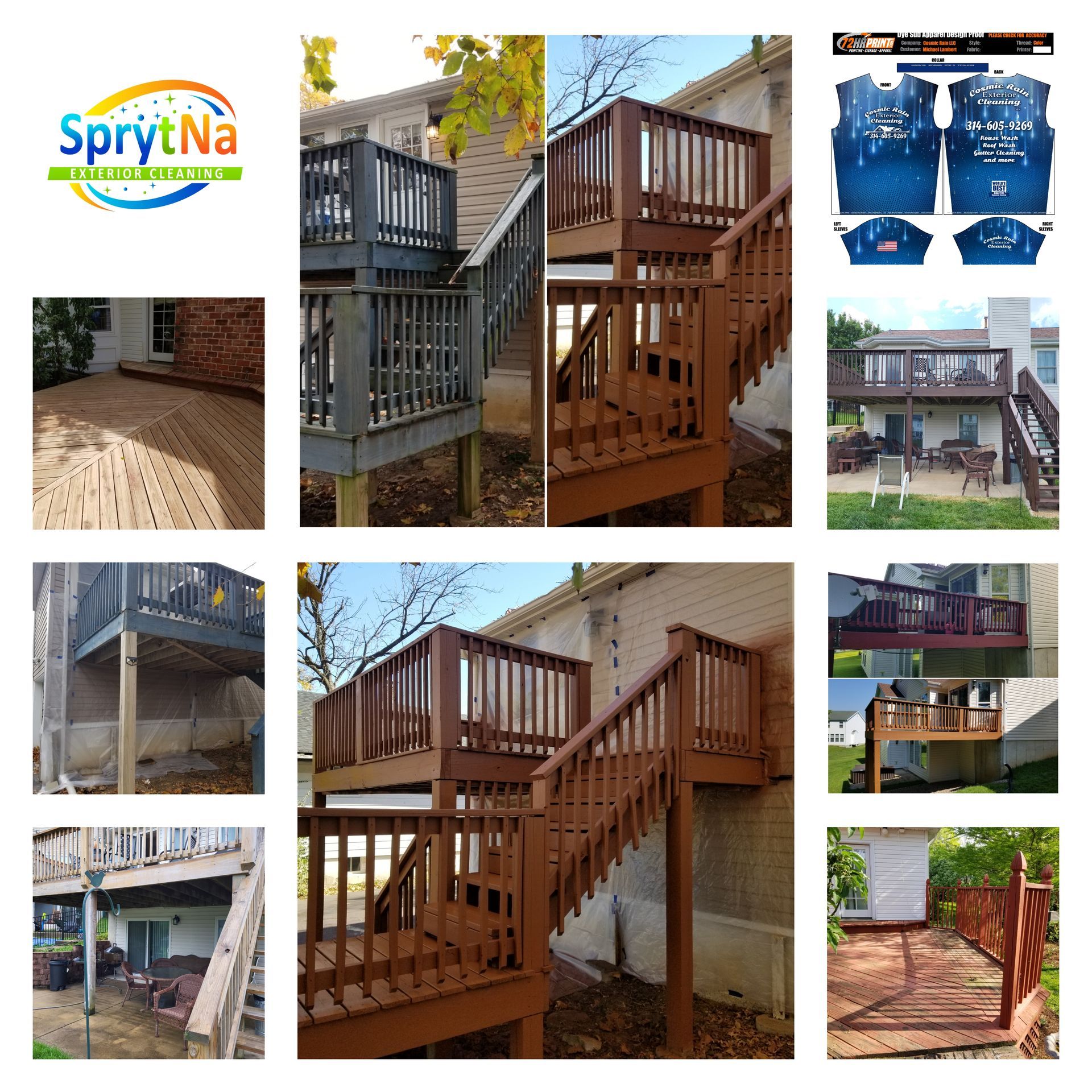 Solid deck staining in MO. Expert application by certified subcontractor Cosmic Rain LLC for SprytNa Exterior Cleaning.