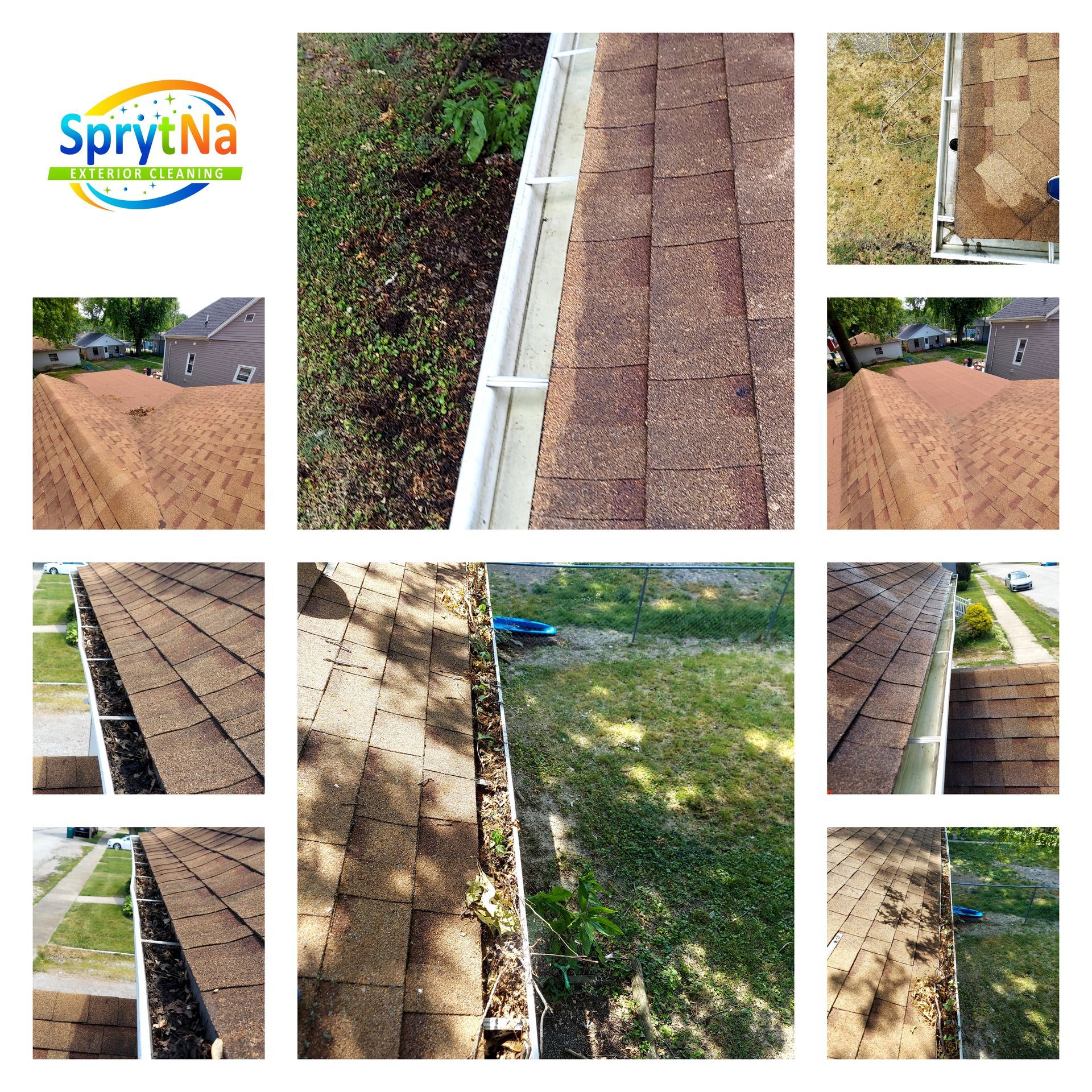 SprytNa Exterior Cleaning: Professional residential gutter cleaning in Belleville. Before and after debris removal results.
