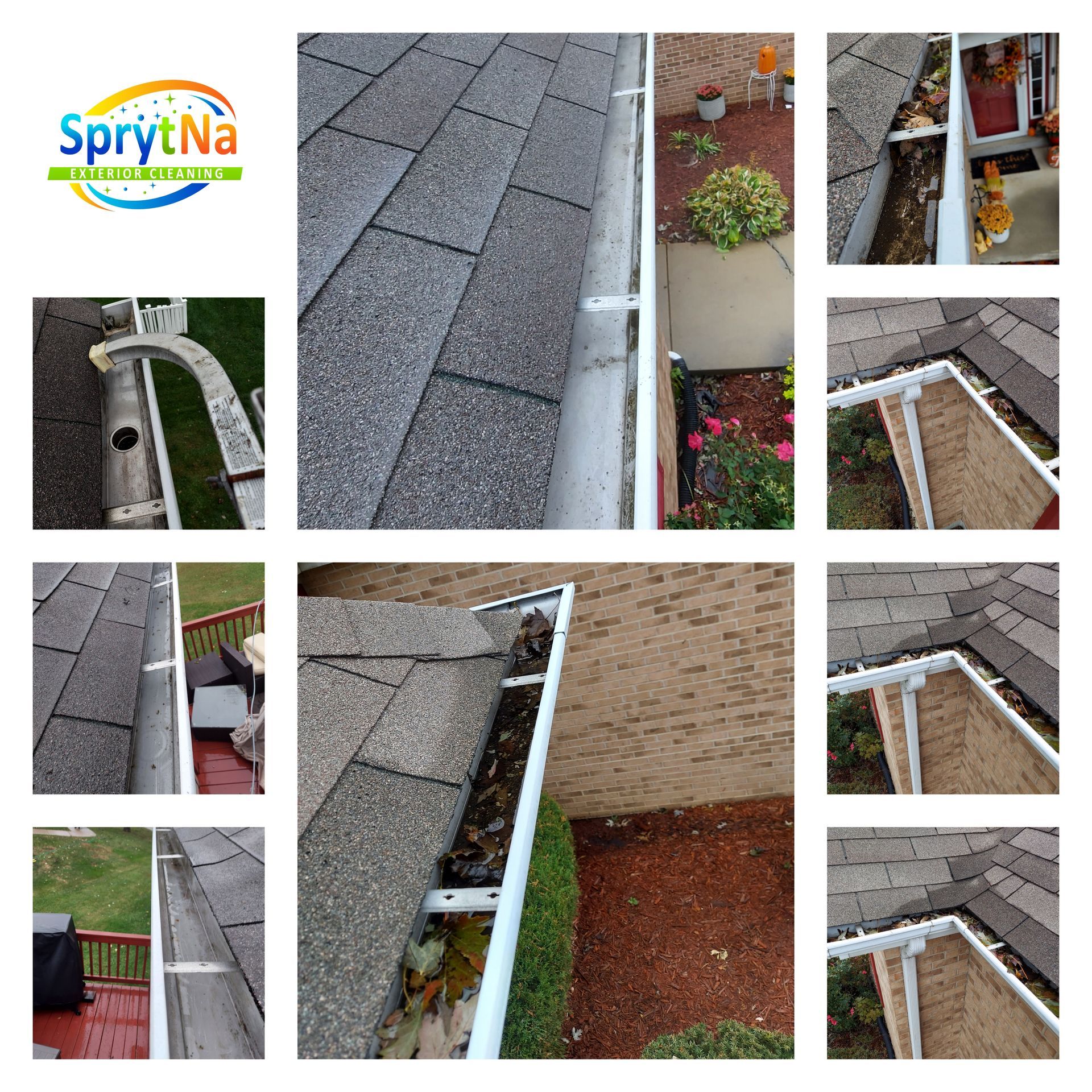 SprytNa Exterior Cleaning: Professional residential gutter cleaning in Belleville. Before and after debris removal results.