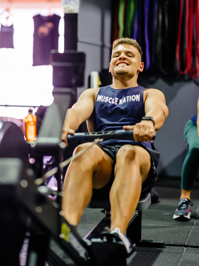 a man having a lower body workout