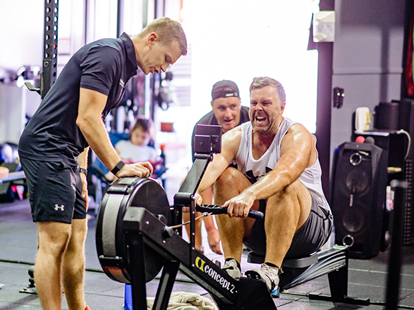 a man having an intense workout