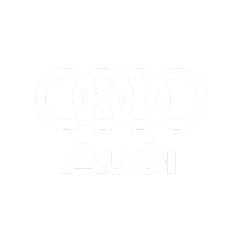 Audi logo in white, centered on a white background.
