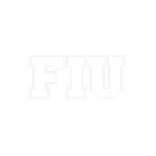 White embossed letters “FIU” on a white background.