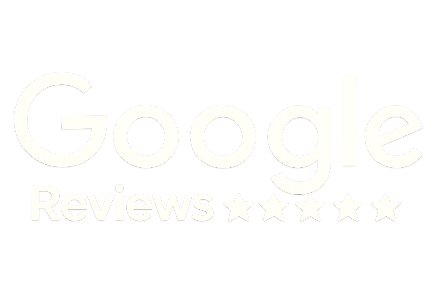 White Google Reviews logo with five stars underneath