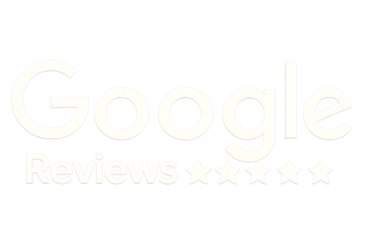 Google Reviews logo in white text with star ratings underneath