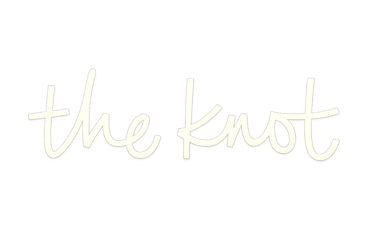 Gold cursive text reading “the Knot” on a white background