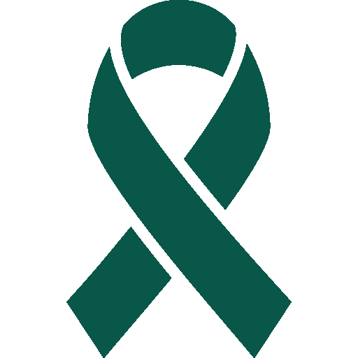 Dark green awareness ribbon.