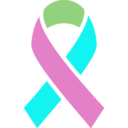 Pink, blue, and green awareness ribbon.